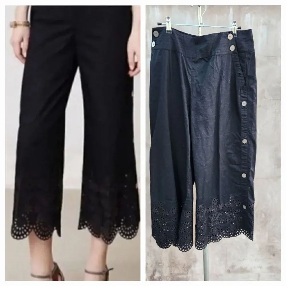 Anthropologie elevenses cropped eyelet trim pants